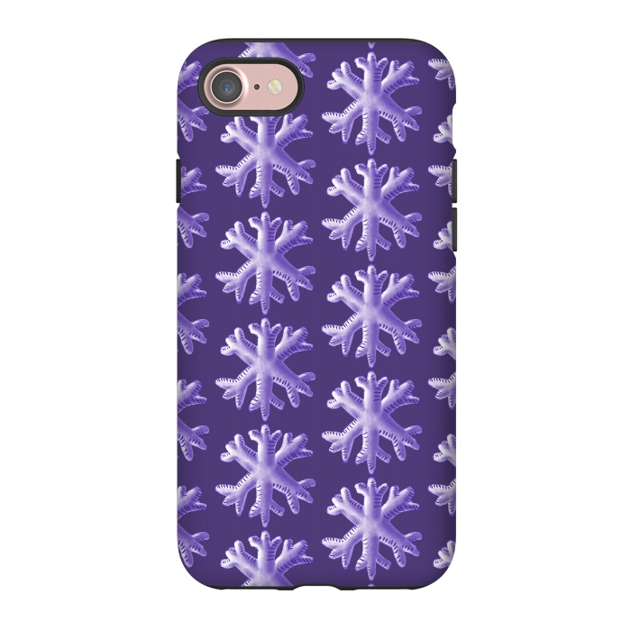 iPhone 7 StrongFit Ultra Violet Fluffy Snowflake Pattern by Boriana Giormova