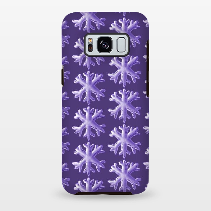 Galaxy S8 plus StrongFit Ultra Violet Fluffy Snowflake Pattern by Boriana Giormova