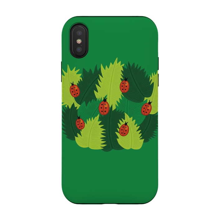 iPhone Xs / X StrongFit Green Leaves And Ladybugs In Spring by Boriana Giormova