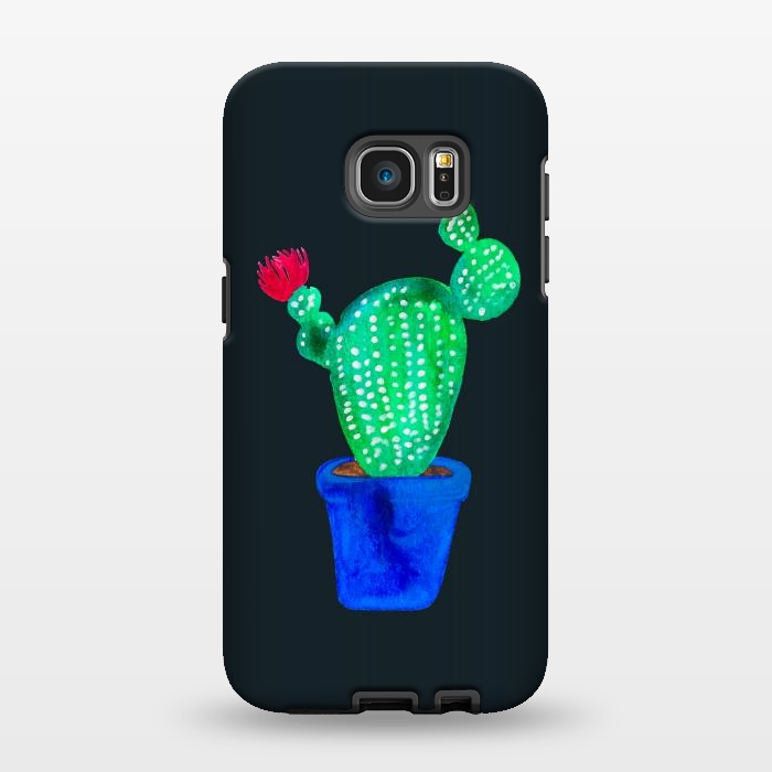 Galaxy S7 EDGE StrongFit Red Flower Cactus by Amaya Brydon