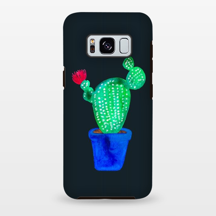Galaxy S8 plus StrongFit Red Flower Cactus by Amaya Brydon