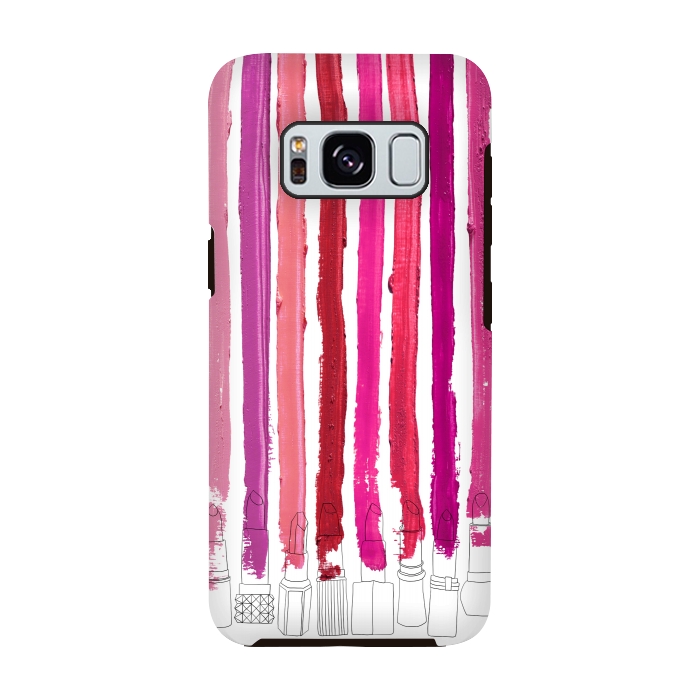 Galaxy S8 StrongFit Lipstick Stripes by Notsniw