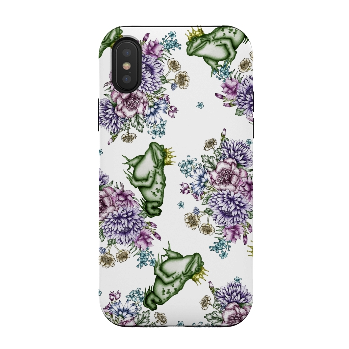 iPhone Xs / X StrongFit Frog Prince Floral Pattern by ECMazur 