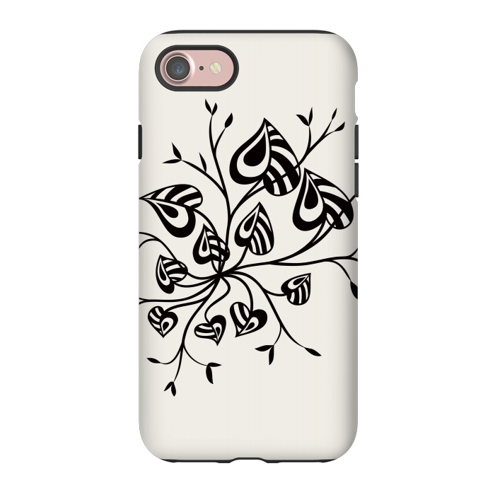 iPhone 7 StrongFit Abstract Black And White Floral With Pointy Leaves by Boriana Giormova