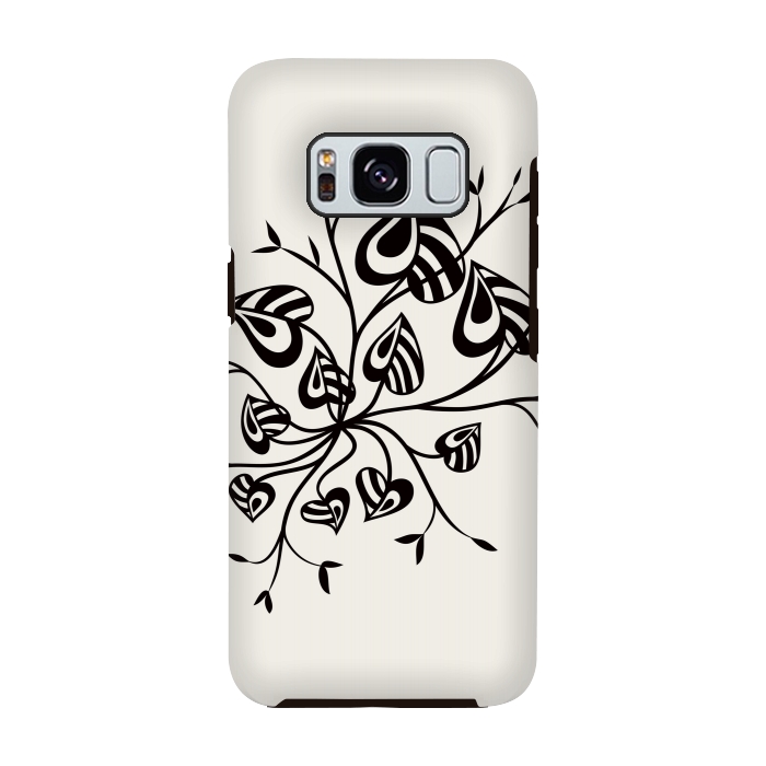 Galaxy S8 StrongFit Abstract Black And White Floral With Pointy Leaves by Boriana Giormova