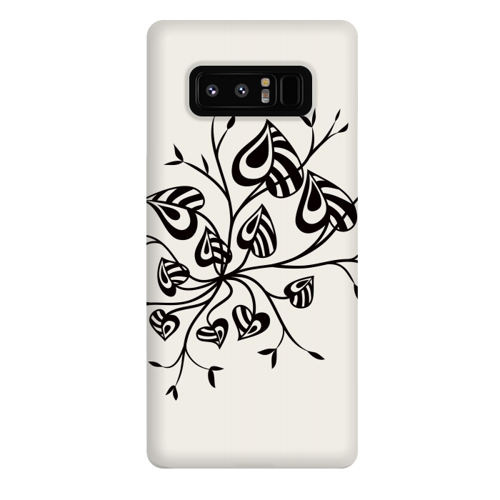 Galaxy Note 8 StrongFit Abstract Black And White Floral With Pointy Leaves by Boriana Giormova