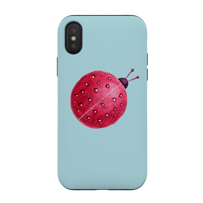 iPhone Xs / X StrongFit Pretty Spherical Abstract Watercolor Ladybug by Boriana Giormova