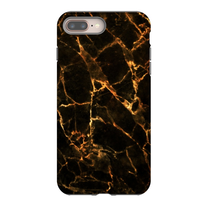 iPhone 7 plus StrongFit Black marble with golden cracks by Oana 