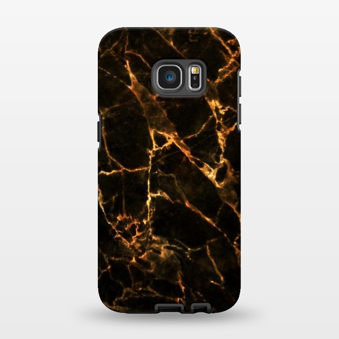 Galaxy S7 EDGE StrongFit Black marble with golden cracks by Oana 