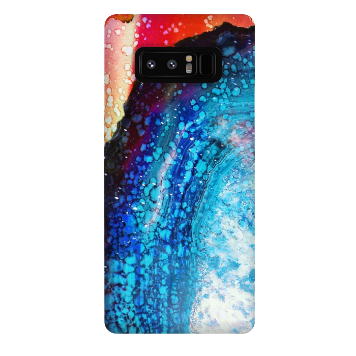 Galaxy Note 8 StrongFit Paint splattered marble blue red by Oana 