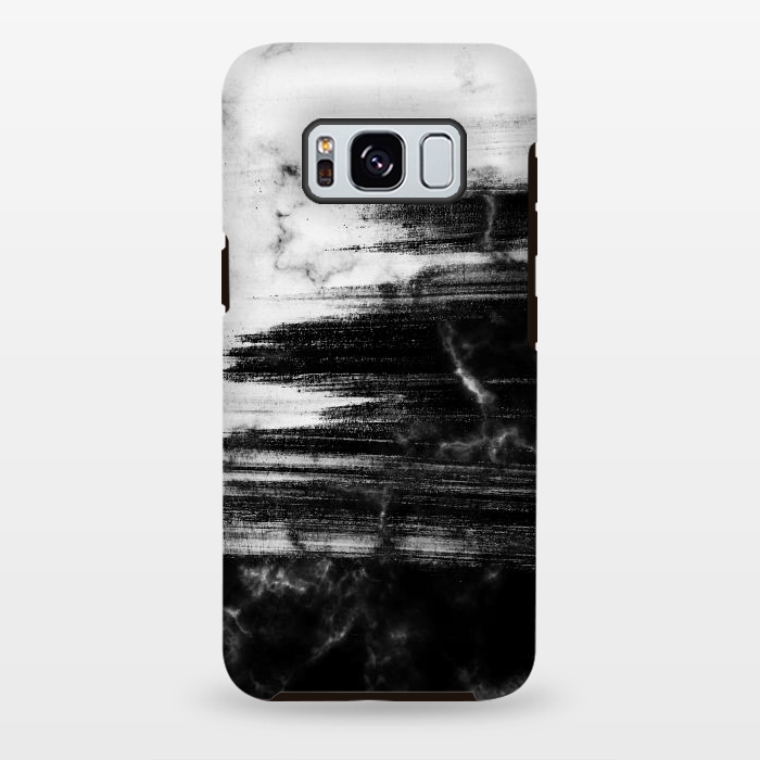 Galaxy S8 plus StrongFit Scratched half black half white brushed marble by Oana 