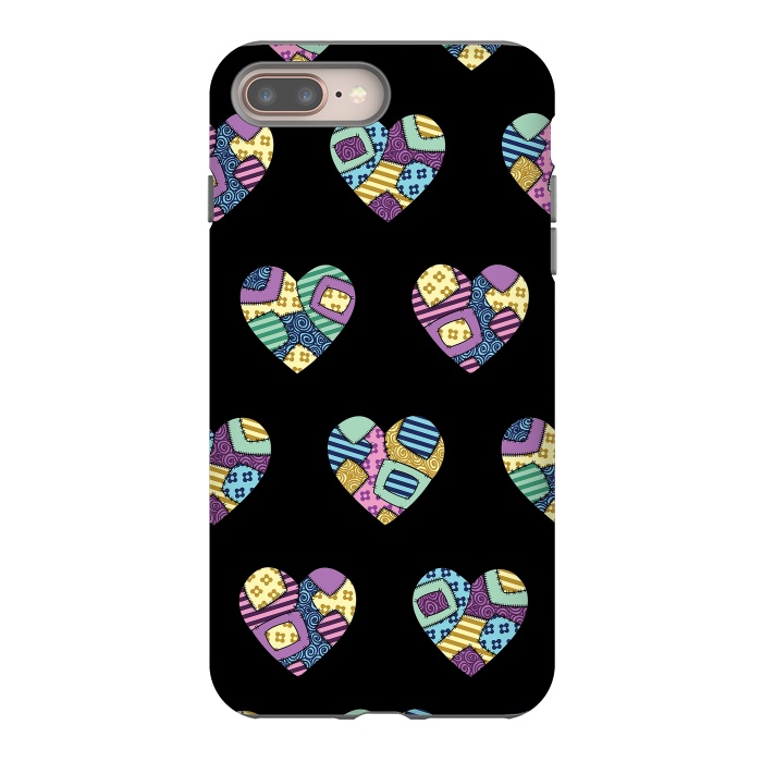 iPhone 7 plus StrongFit patchwork heart pattern by Laura Nagel
