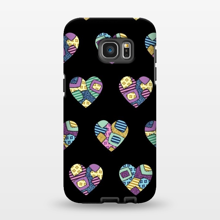 Galaxy S7 EDGE StrongFit patchwork heart pattern by Laura Nagel