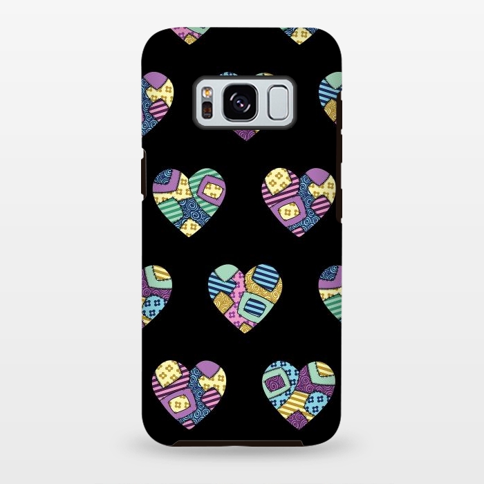Galaxy S8 plus StrongFit patchwork heart pattern by Laura Nagel