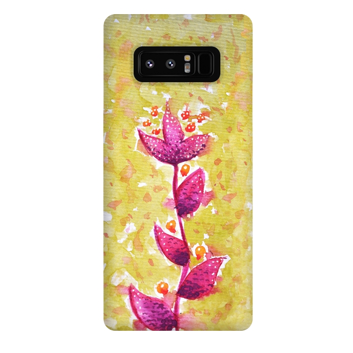 Galaxy Note 8 StrongFit Abstract Watercolor Flower In Purple And Green by Boriana Giormova