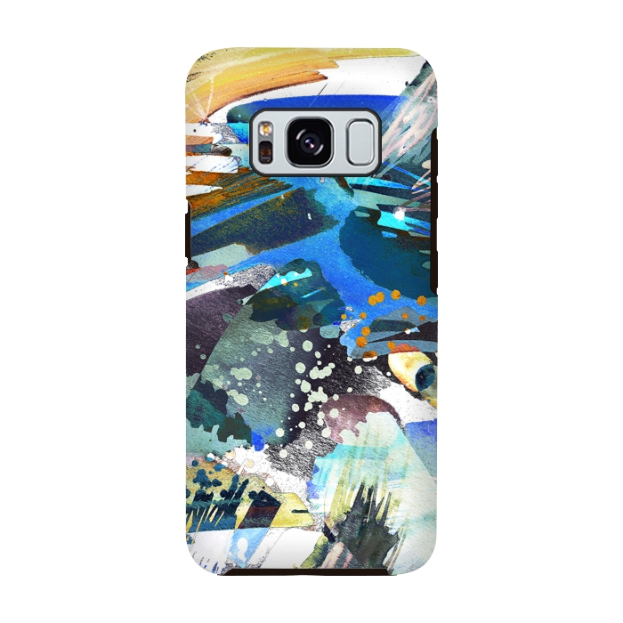 Galaxy S8 StrongFit Abstract watercolor splatter and brushstrokes by Oana 