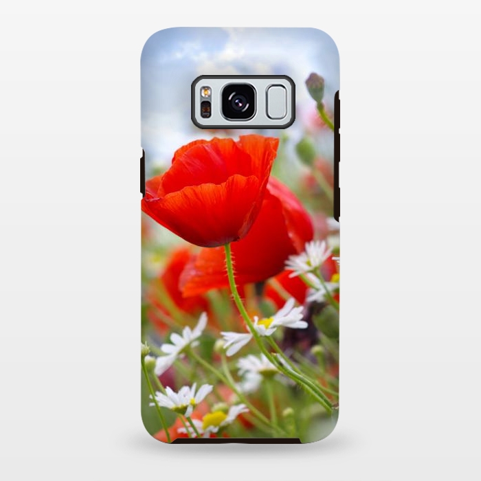Galaxy S8 plus StrongFit Red & White Flowers by Bledi