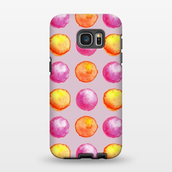 Galaxy S7 EDGE StrongFit Juicy Watercolor Pink And Orange Spheres Pattern by Boriana Giormova