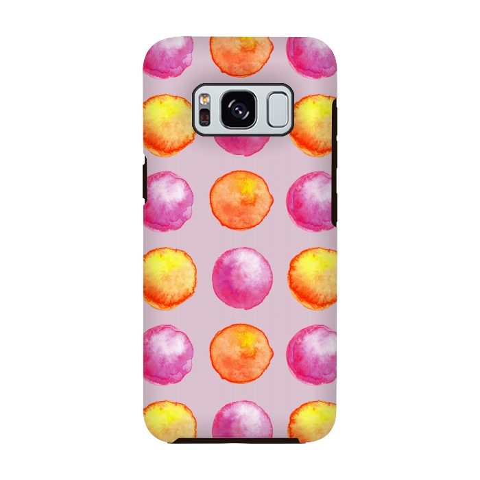 Galaxy S8 StrongFit Juicy Watercolor Pink And Orange Spheres Pattern by Boriana Giormova