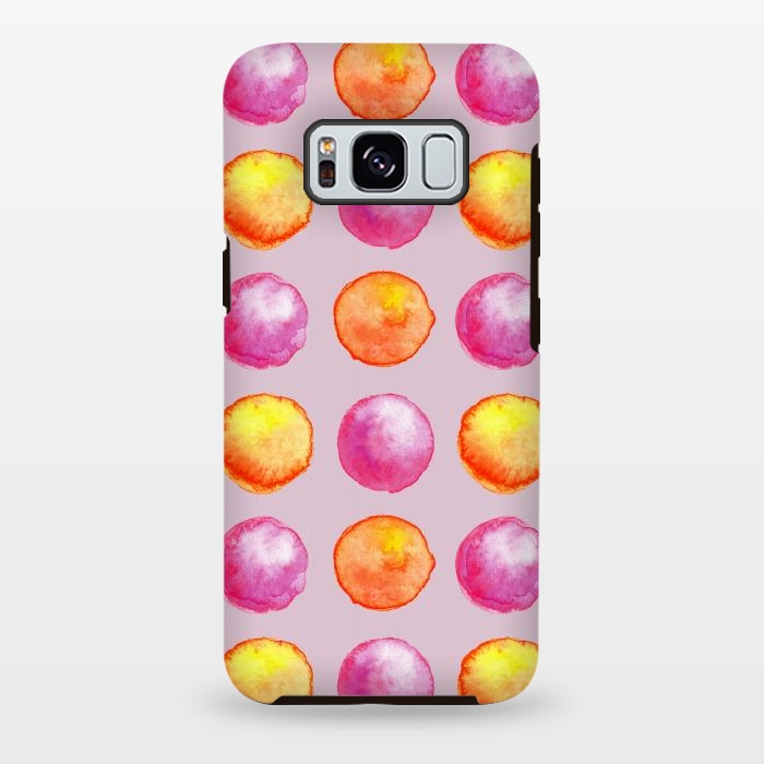 Galaxy S8 plus StrongFit Juicy Watercolor Pink And Orange Spheres Pattern by Boriana Giormova