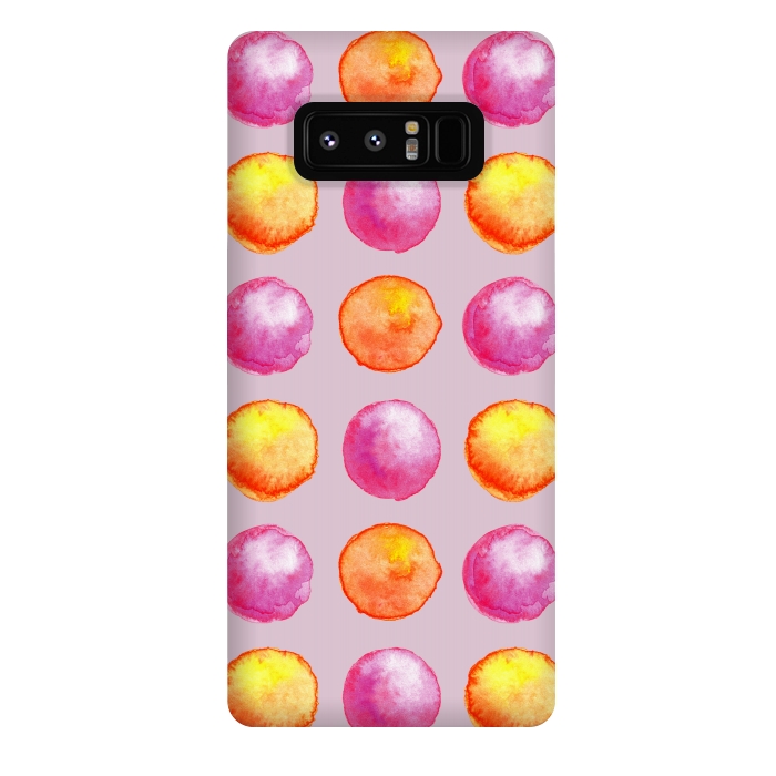 Galaxy Note 8 StrongFit Juicy Watercolor Pink And Orange Spheres Pattern by Boriana Giormova