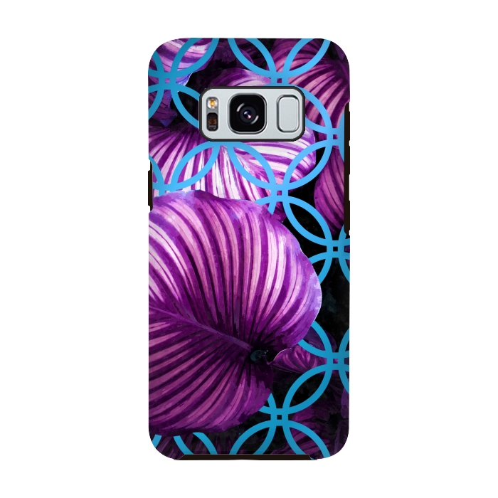 Galaxy S8 StrongFit Purple Leaves Blue Geometric by Alemi