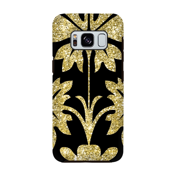 Galaxy S8 StrongFit Gold Glitter Black Background by Alemi