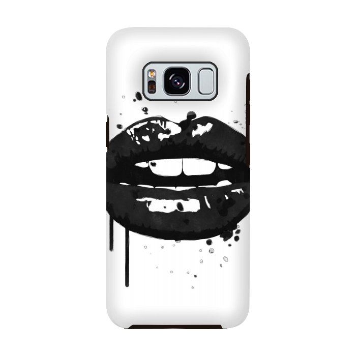 Galaxy S8 StrongFit Black Lips Fashion Illustration by Alemi