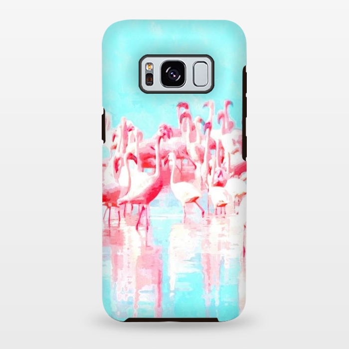Galaxy S8 plus StrongFit Flamingos Tropical Illustration by Alemi