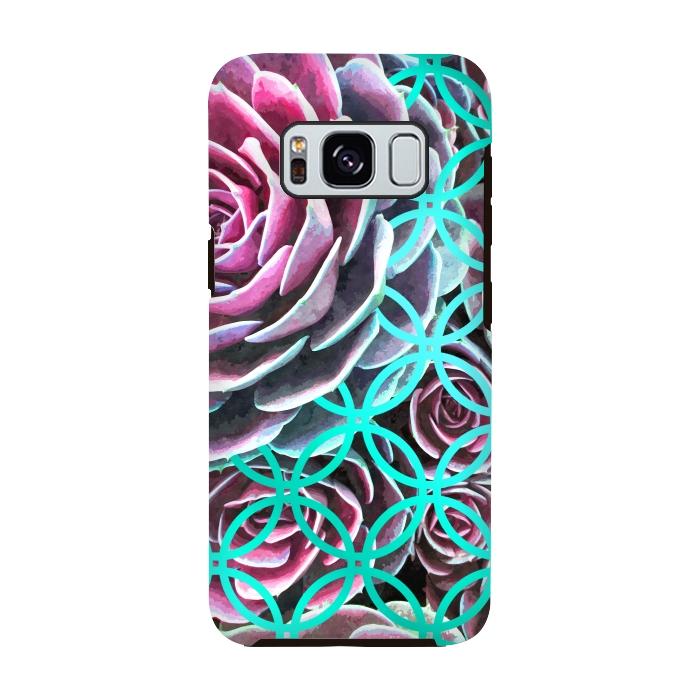 Galaxy S8 StrongFit Purple Cactus Turquoise Circle by Alemi