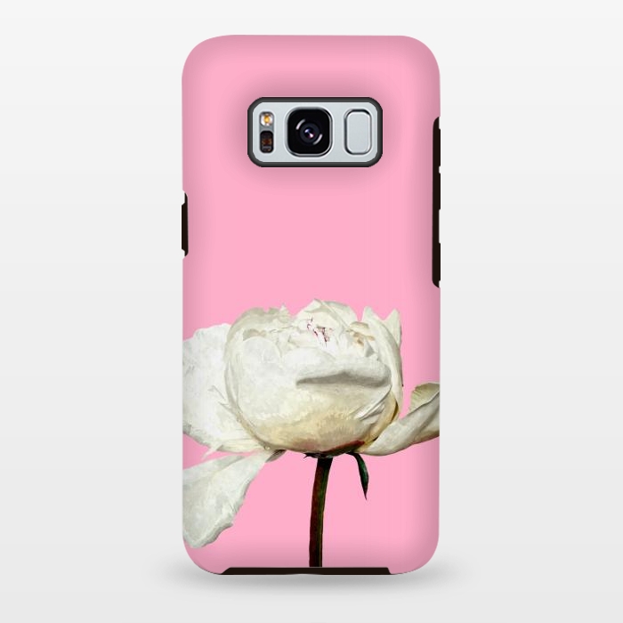 Galaxy S8 plus StrongFit White Peony Pink Background by Alemi