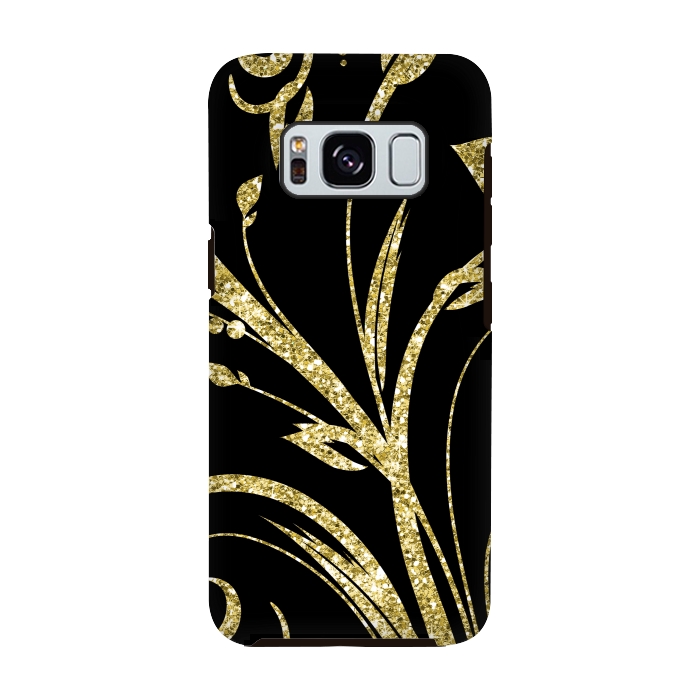 Galaxy S8 StrongFit Black Gold and Glitter Pattern by Alemi