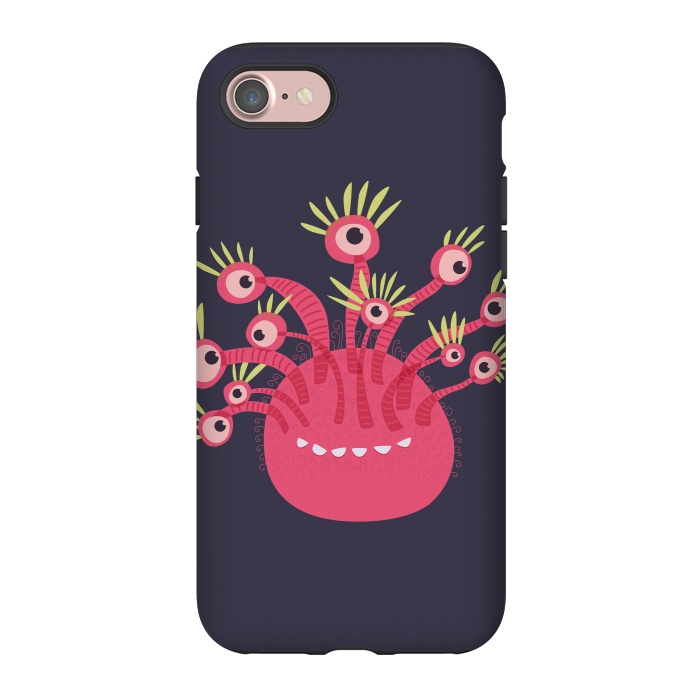 iPhone 7 StrongFit Funny Pink Monster With Eleven Eyes by Boriana Giormova