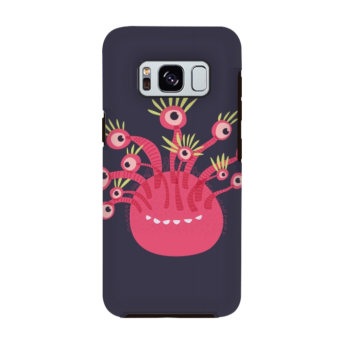 Galaxy S8 StrongFit Funny Pink Monster With Eleven Eyes by Boriana Giormova