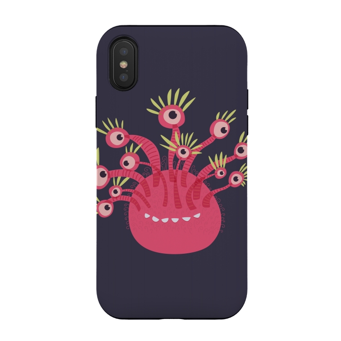 iPhone Xs / X StrongFit Funny Pink Monster With Eleven Eyes by Boriana Giormova