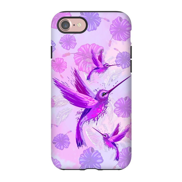 iPhone 7 StrongFit Hummingbird Spirit Purple Watercolor  by BluedarkArt