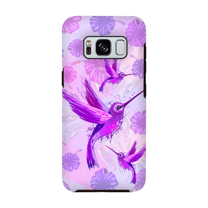 Galaxy S8 StrongFit Hummingbird Spirit Purple Watercolor  by BluedarkArt
