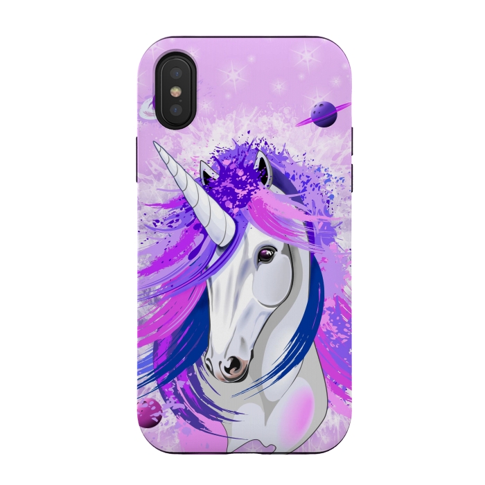 iPhone Xs / X StrongFit Unicorn Spirit Pink and Purple Mythical Creature by BluedarkArt