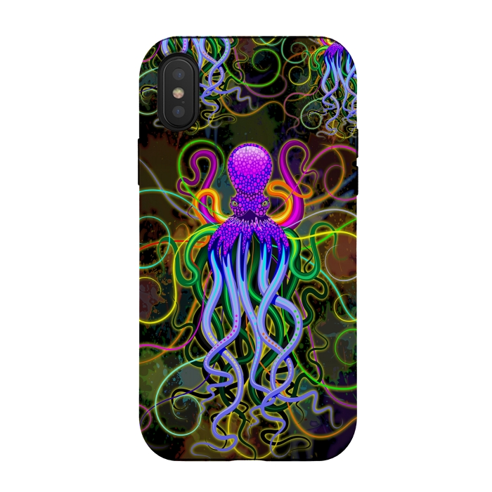 iPhone Xs / X StrongFit Octopus Psychedelic Luminescence by BluedarkArt