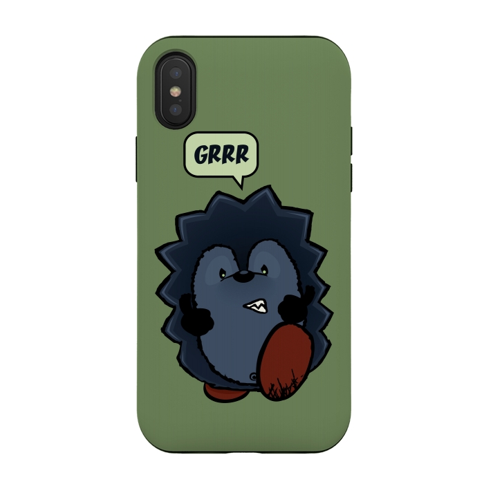 iPhone Xs / X StrongFit Angry Hedgehog by Mangulica