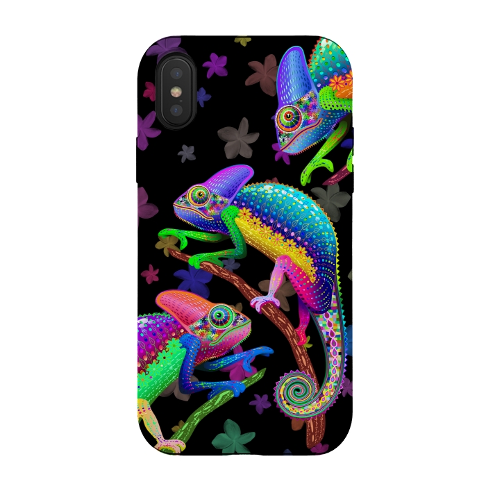 iPhone Xs / X StrongFit Chameleon Fantasy Rainbow Colors by BluedarkArt