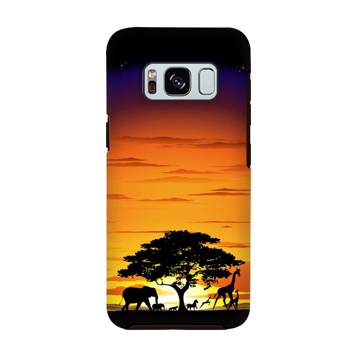 Galaxy S8 StrongFit Wild Animals on African Savanna Sunset  by BluedarkArt