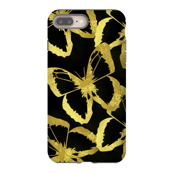 iPhone 7 plus StrongFit Black and Gold Butterflies by Alemi