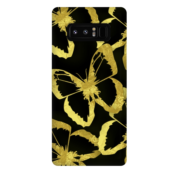 Galaxy Note 8 StrongFit Black and Gold Butterflies by Alemi