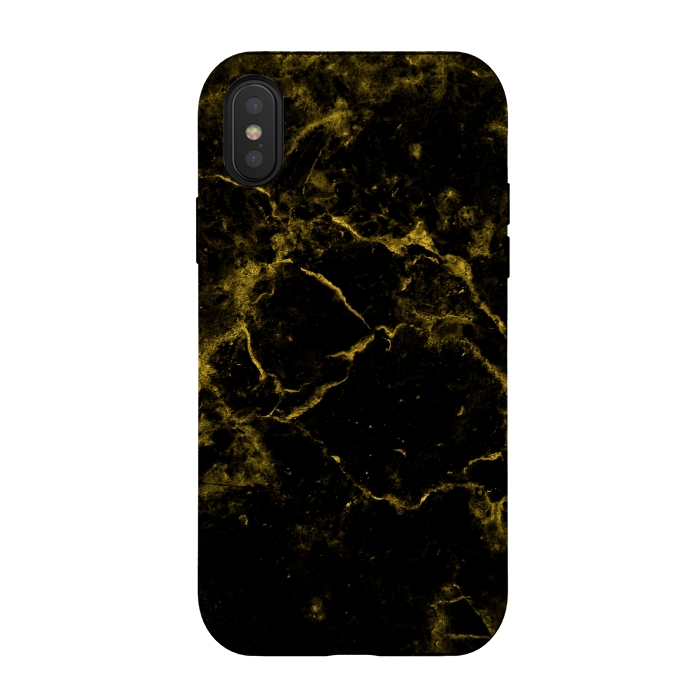 iPhone Xs / X StrongFit Black and Gold Marble by Alemi