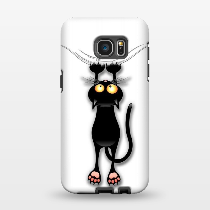 Galaxy S7 EDGE StrongFit Fun and Naughty Cat Falling Down  by BluedarkArt