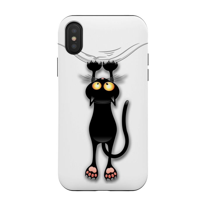 iPhone Xs / X StrongFit Fun and Naughty Cat Falling Down  by BluedarkArt