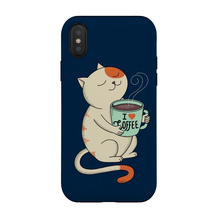 iPhone Xs / X StrongFit Cat and Coffee 2 by Coffee Man