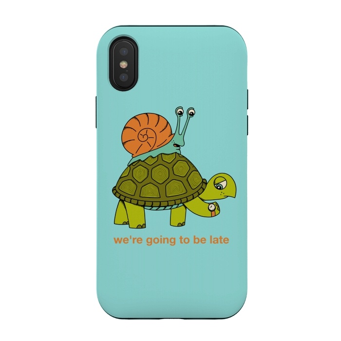 iPhone Xs / X StrongFit Turtle and Snail-2 by Coffee Man