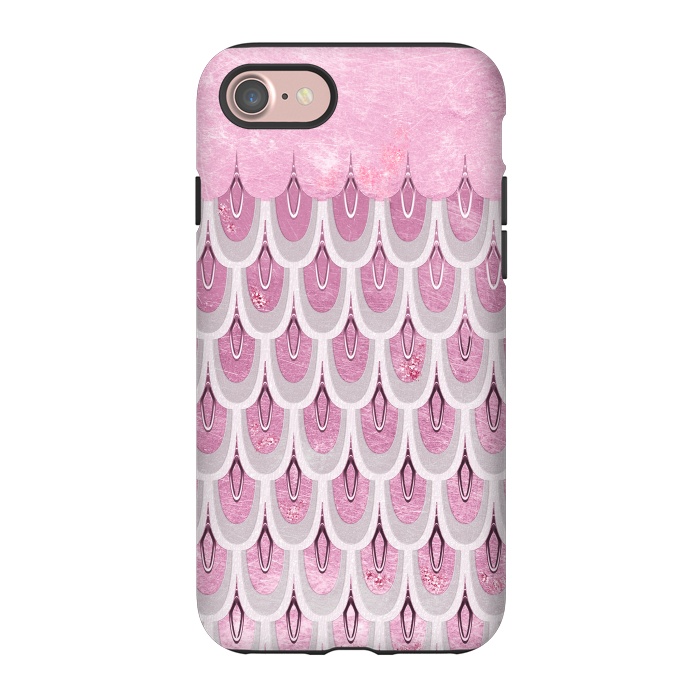 iPhone 7 StrongFit Multicolor Pink & Silver Gray Mermaid Scales by  Utart